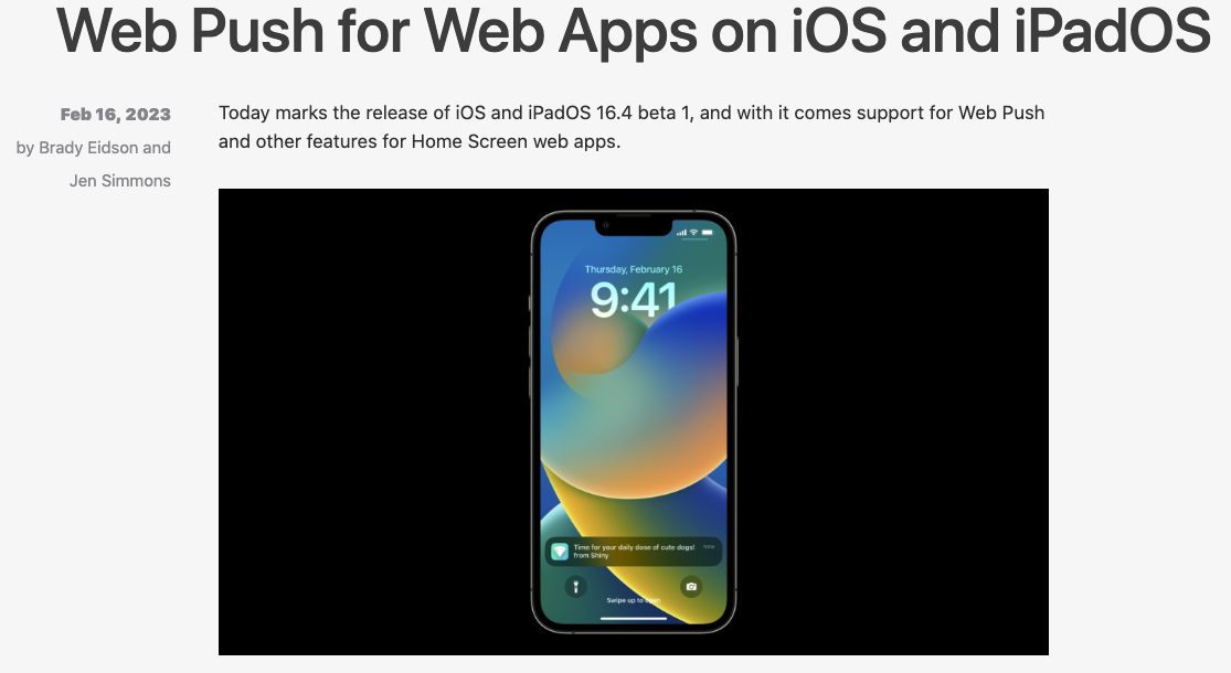 iOS Web Push is coming in iOS 16.4